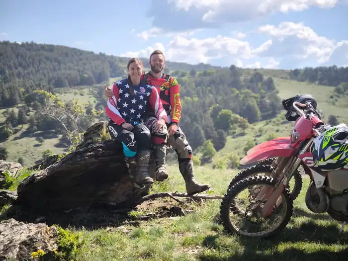 Technical hard-enduro section on a Bansko mountain trail