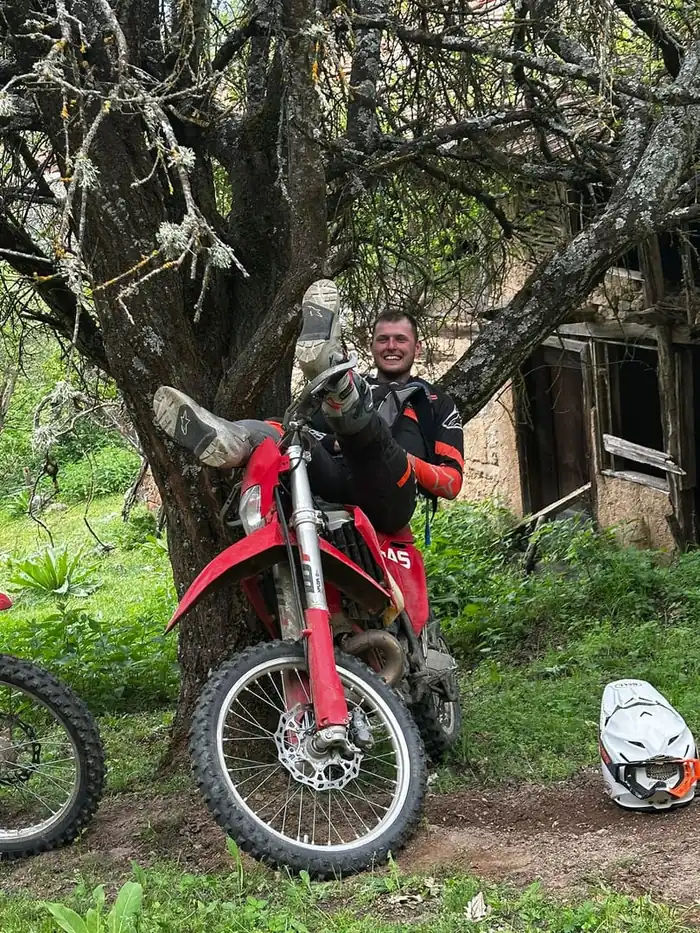 Sunset ride on a Pirin Mountains enduro track