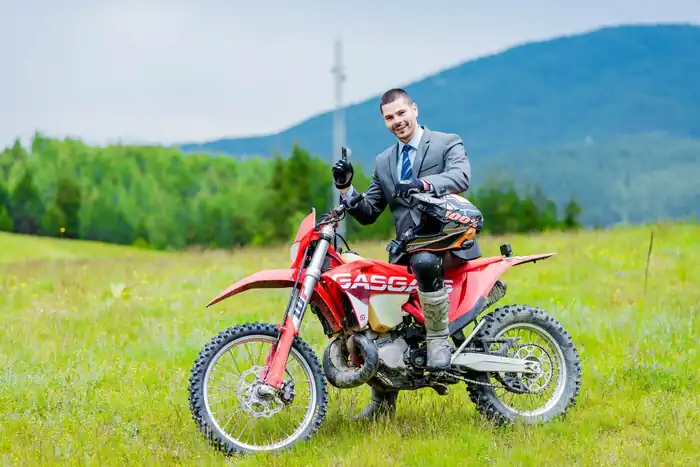 Enduro rider on a Pirin Mountains singletrack near Bansko