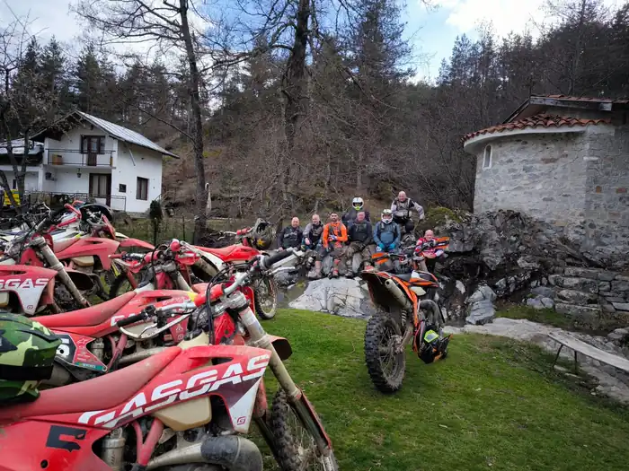 Technical hard-enduro section on a Bansko mountain trail
