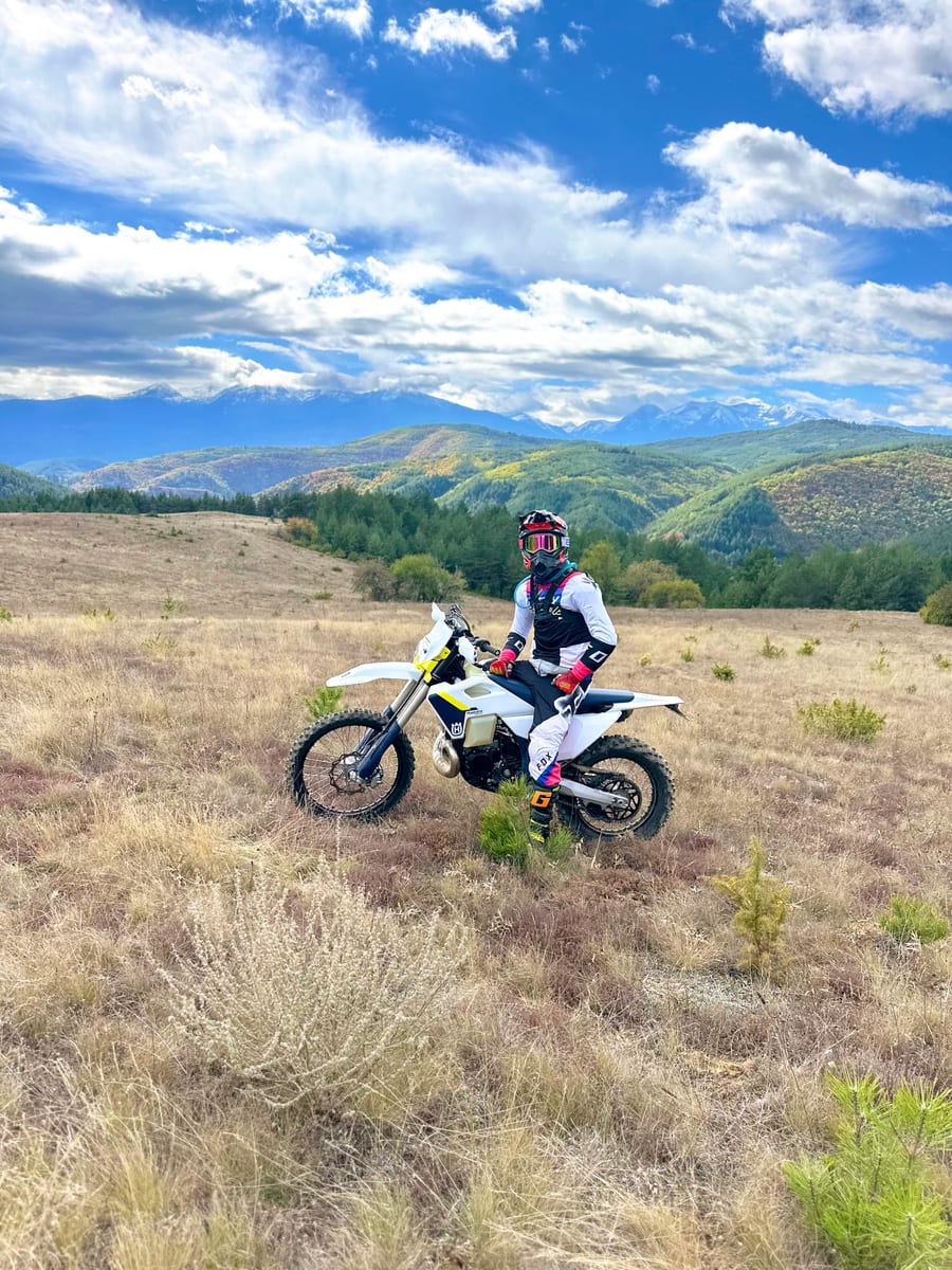 Funi Nice, senior enduro guide at Enduro Brothers Bulgaria, tackling extreme technical terrain in the Pirin Mountains