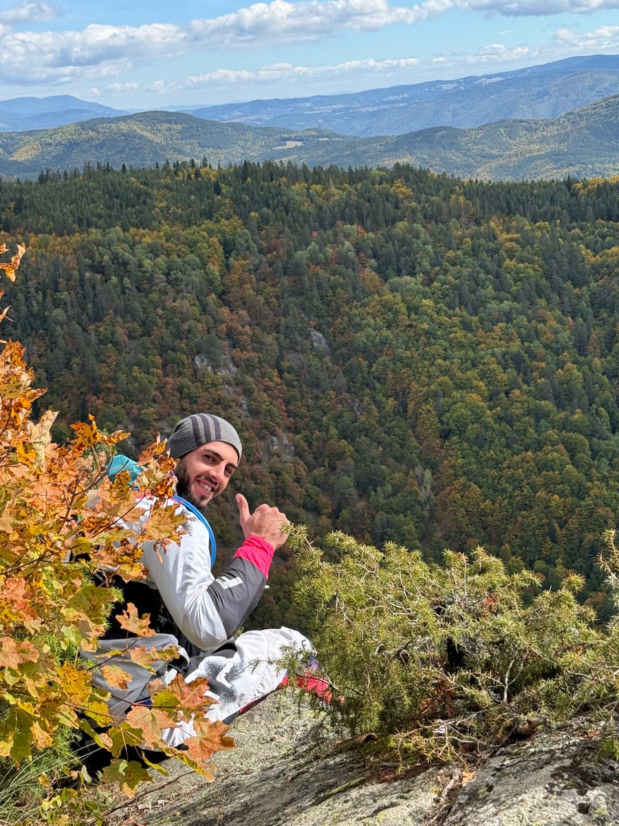 Medy, enduro guide at Enduro Brothers Bulgaria, navigating a technical rocky section